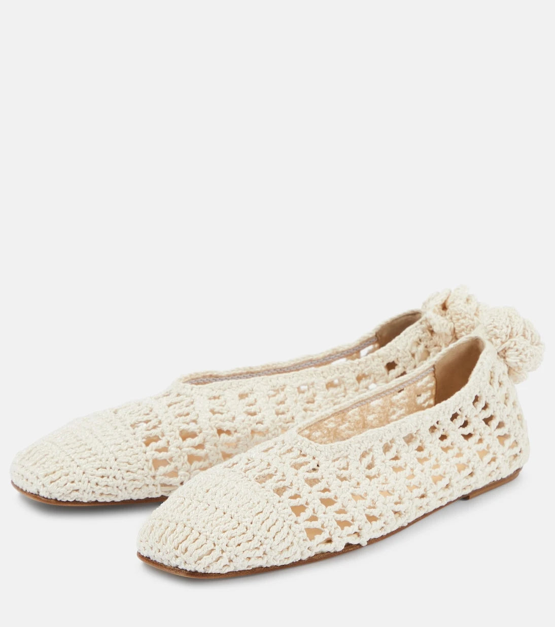 Magda Butrym - Floral-appliqué crochet ballet flats