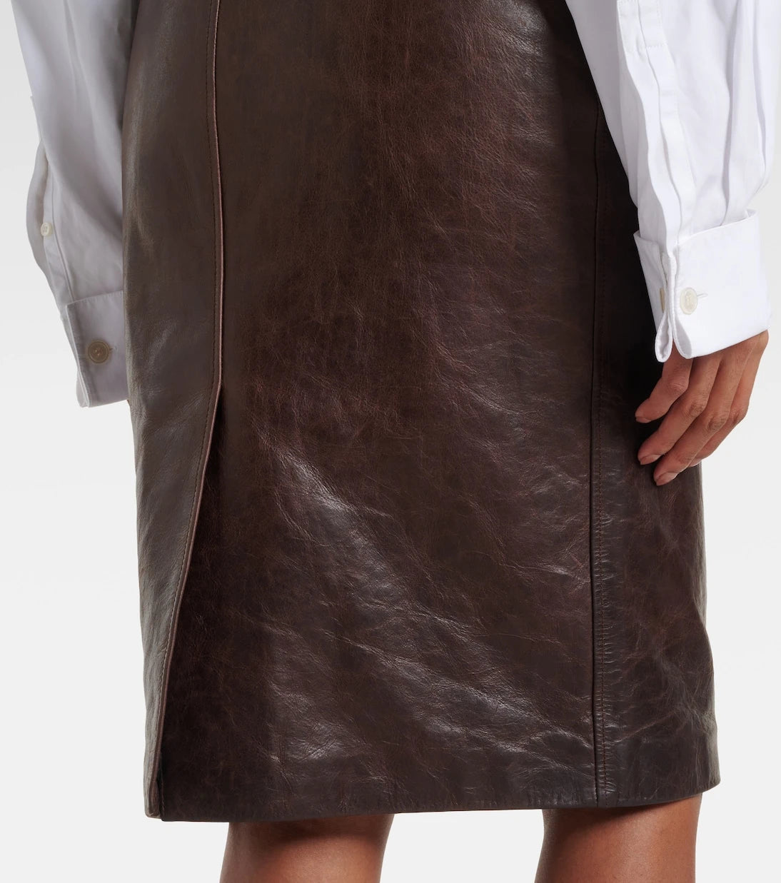 Saint Laurent - Belted leather pencil skirt