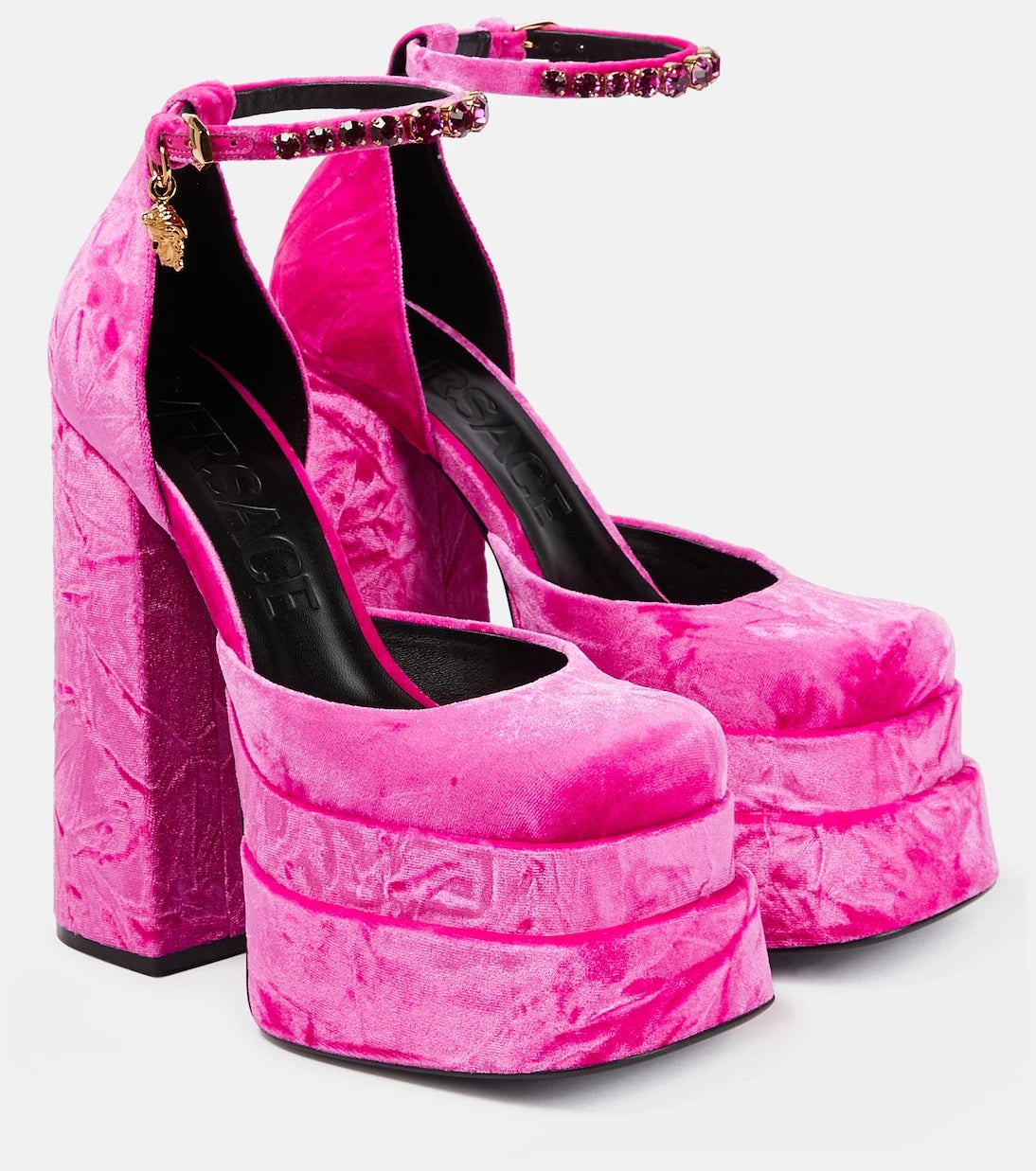 Versace - Medusa Aevitas velvet platform pumps