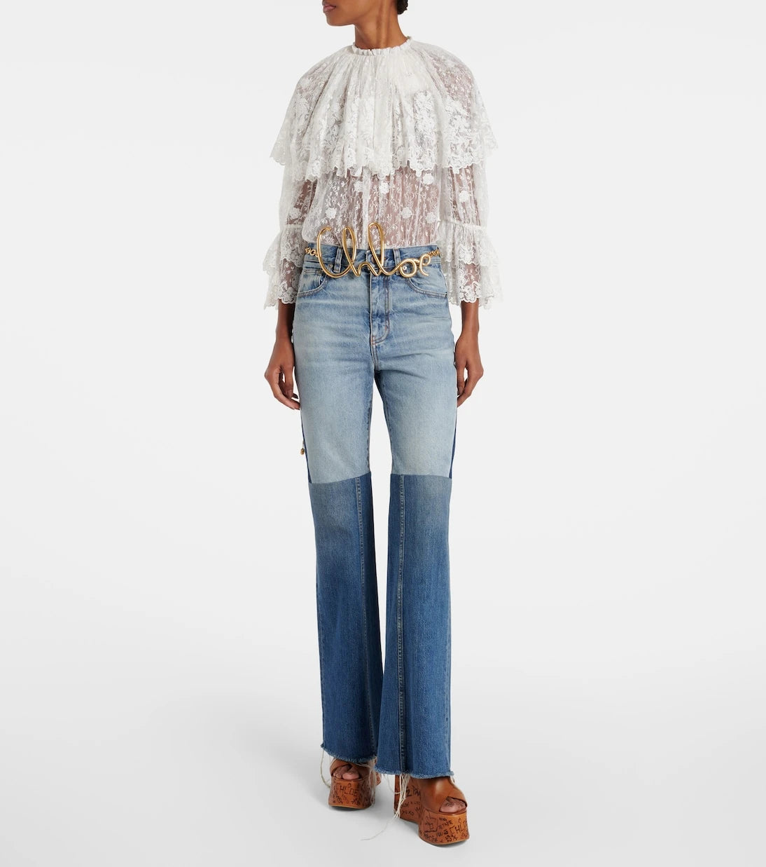 Chloé - Patchwork flared jeans