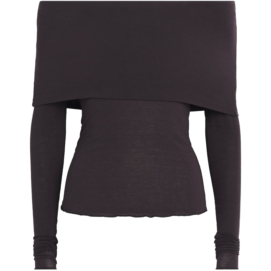 Skims Burgundy Sheer Modal Off-The-Shoulder Top