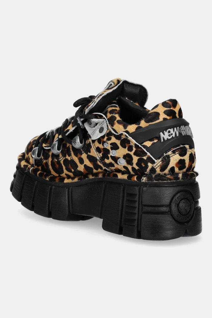 New Rock Pelo Leopardo Cuero M Tower Negro Lateral Süet Spor Ayakkabı