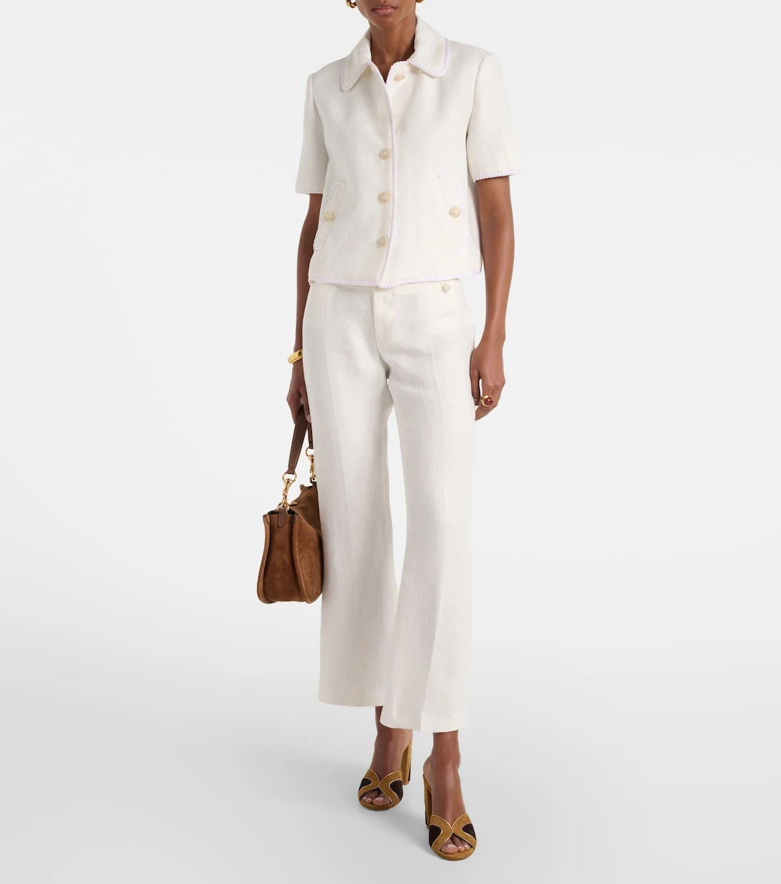 Etro - Wool-blend trimmed linen jacket