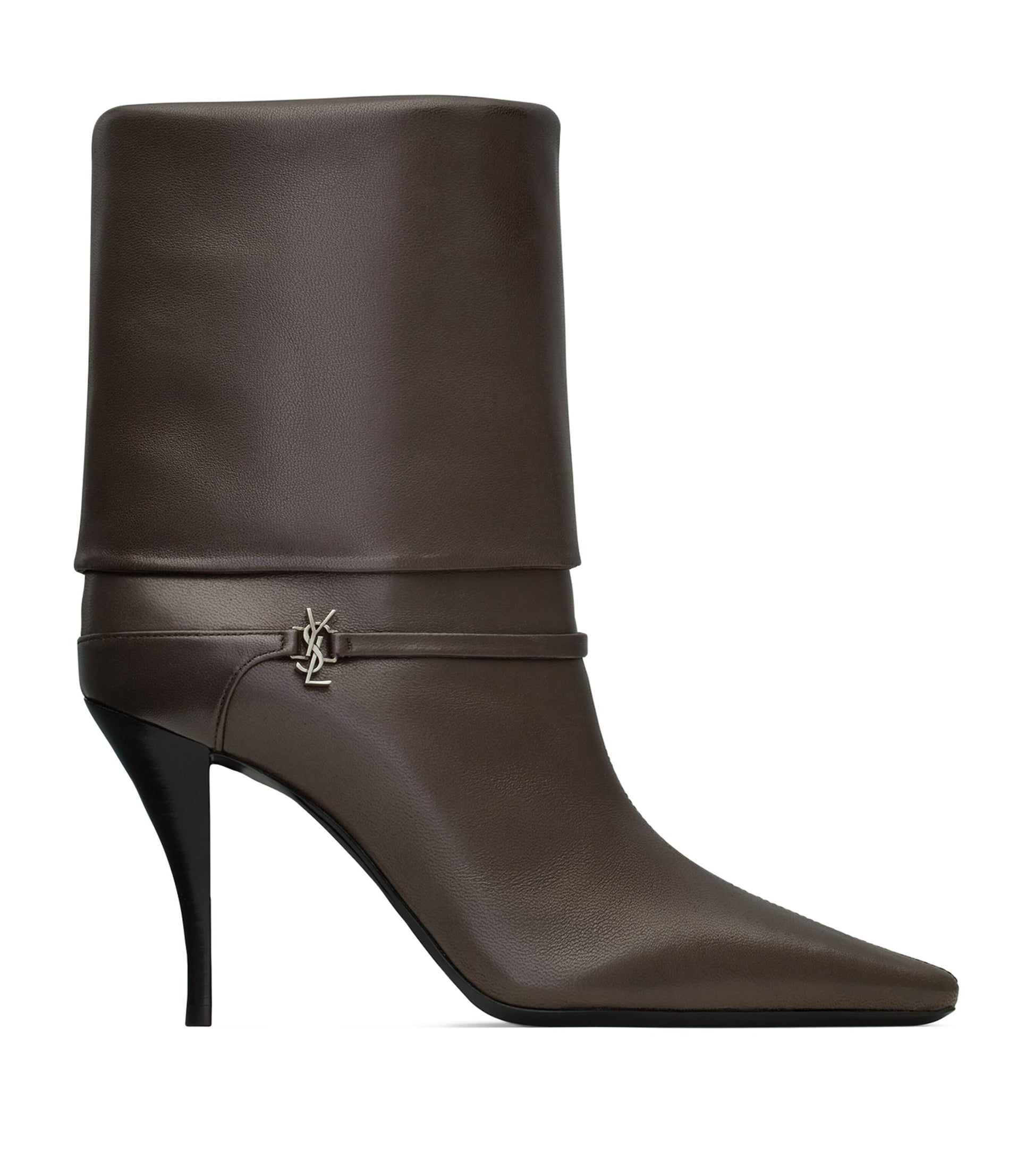 Saint Laurent Brown Leather Vicky Ankle Boots 90