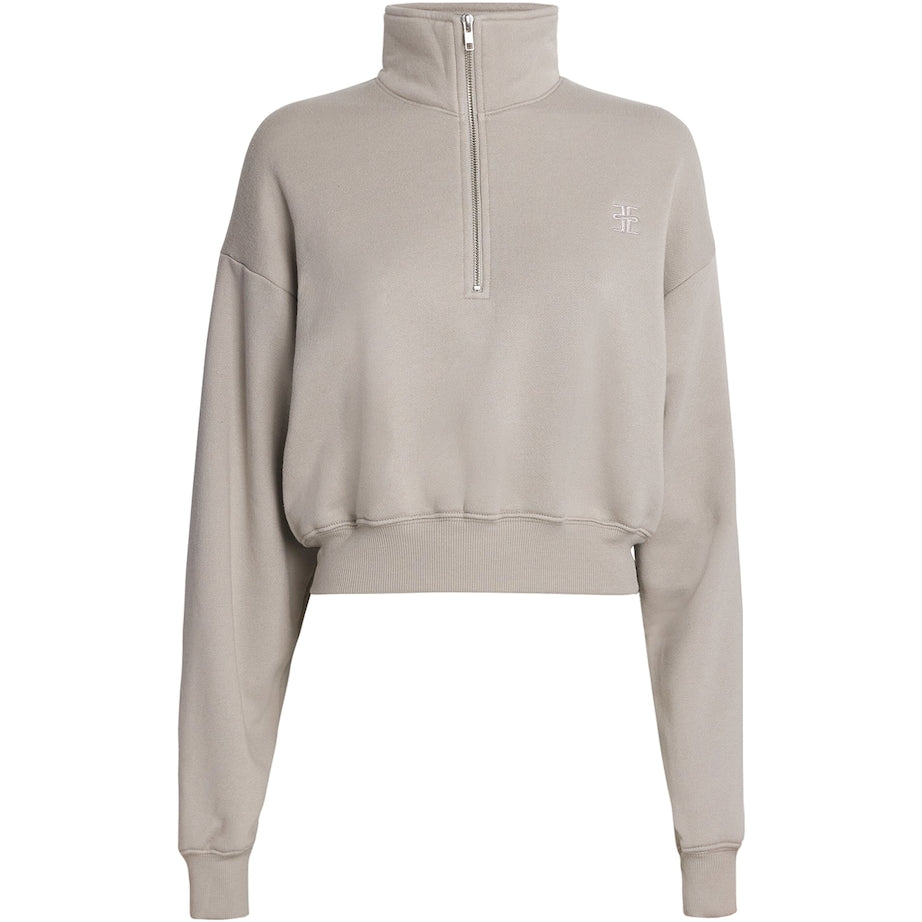 ÉTERNE Beige French Terry Cropped Sweatshirt