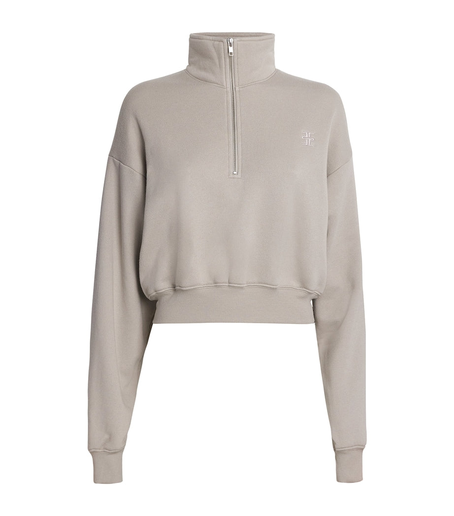 ÉTERNE Beige French Terry Cropped Sweatshirt