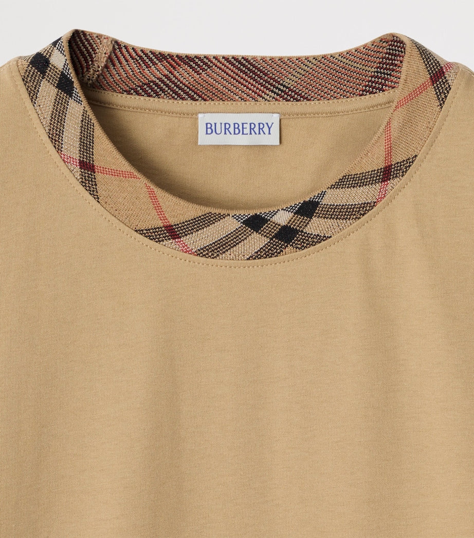 Burberry Cotton Check-Neckline T-Shirt