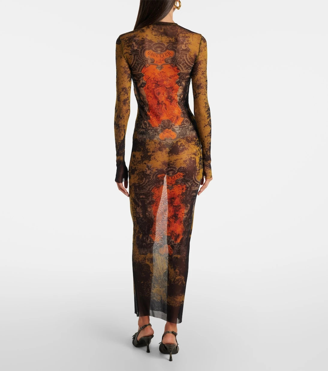 Jean Paul Gaultier - Médallion printed mesh maxi dress