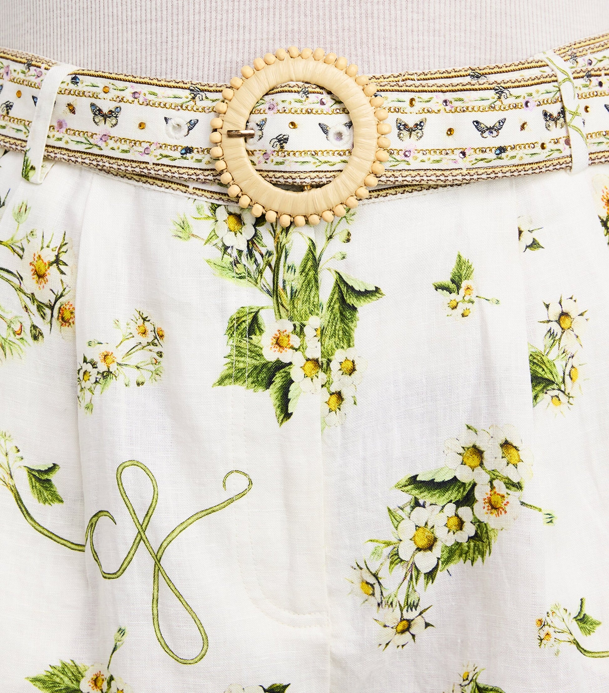 Camilla White Linen Botanical Utopia Shorts