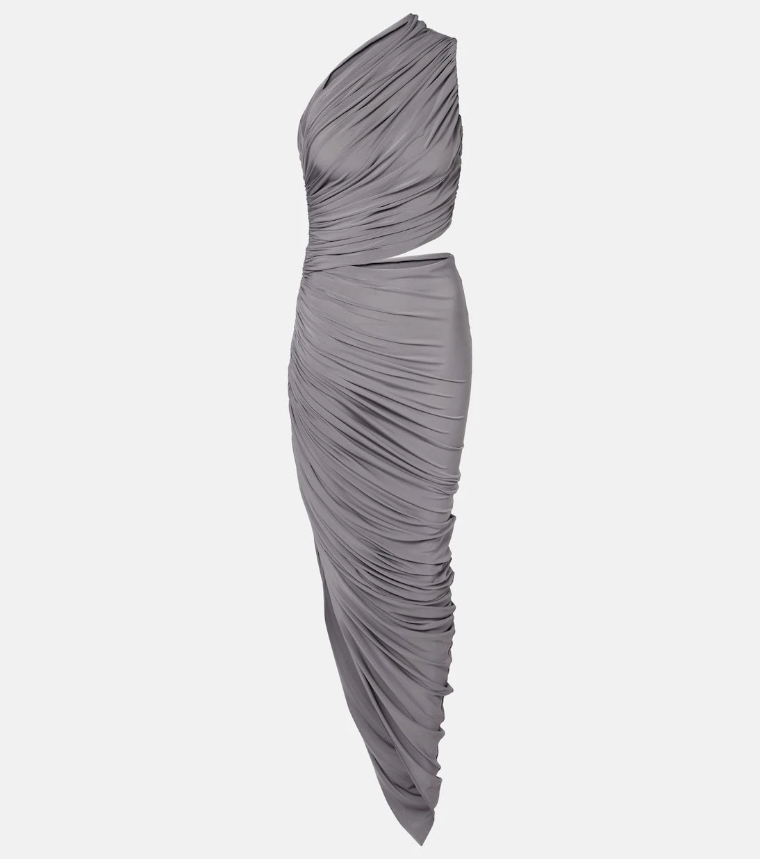 Alaïa - فستان ماكسي جيرسيه مكشكش غير متماثل