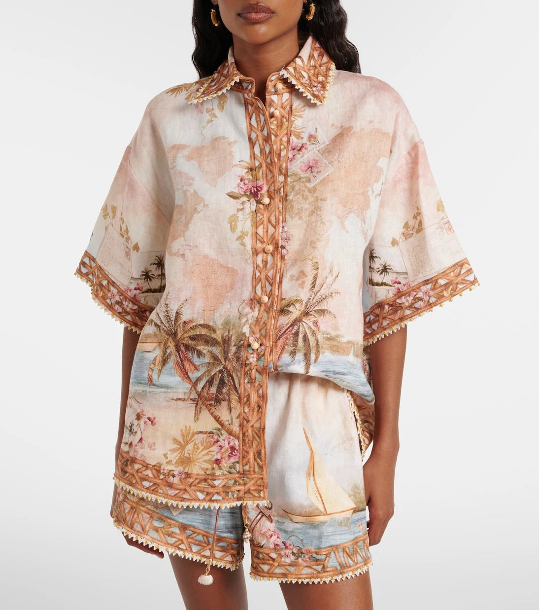 Zimmermann - Mahon printed linen bowling shirt