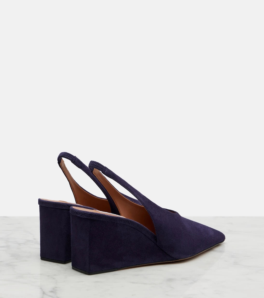 Alaïa - Cube suede wedge slingback pumps