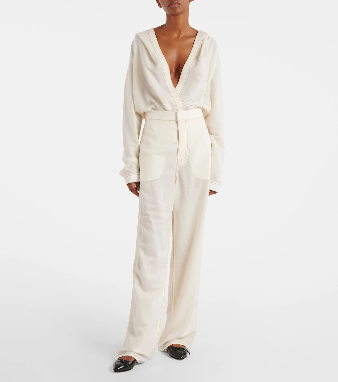 Alaïa - Hooded wool-blend bodysuit