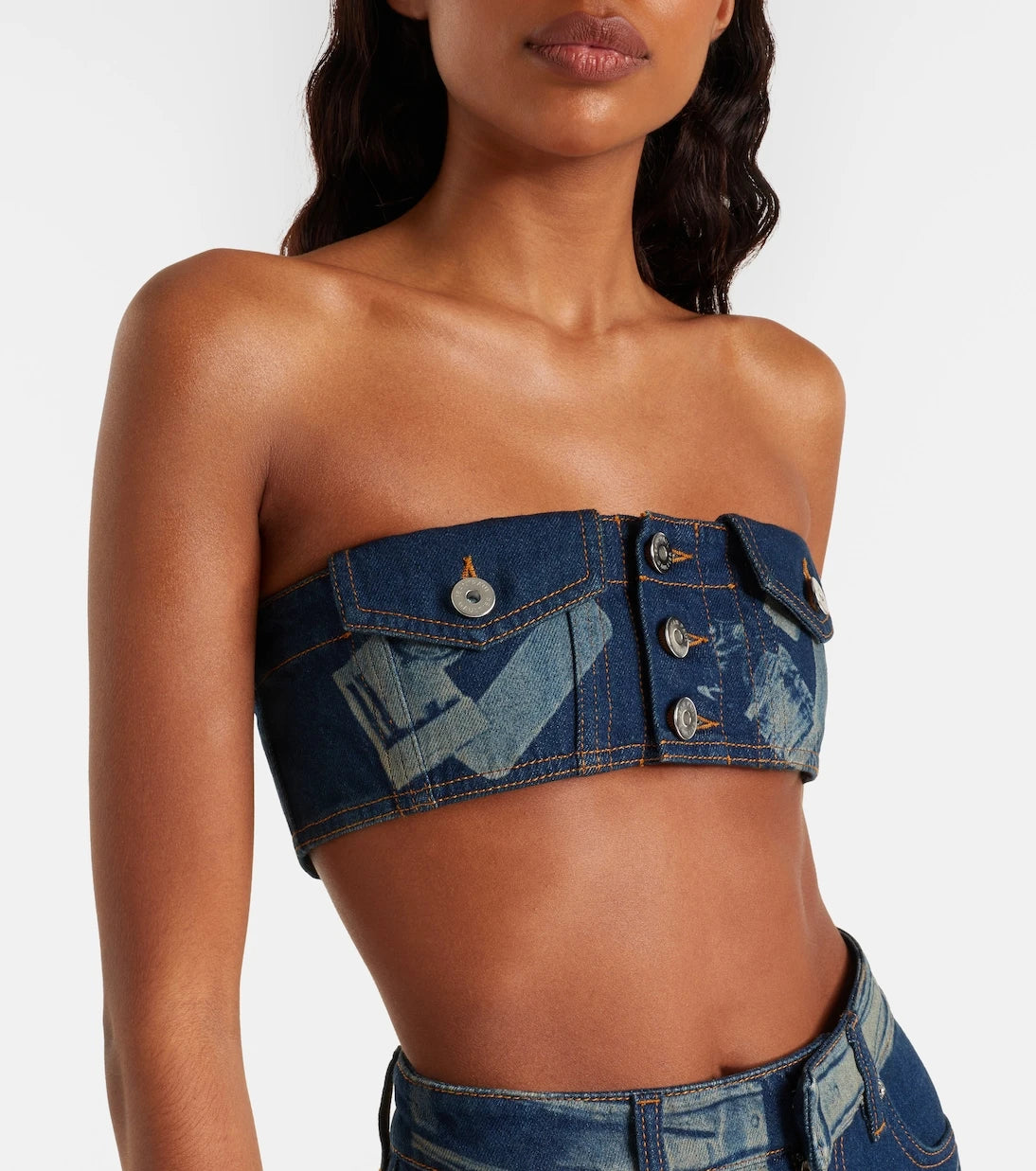 Jean Paul Gaultier - Trompe-l'œil denim bandeau top