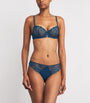 Simone Perele Blue Lace-Trim Saga Thong