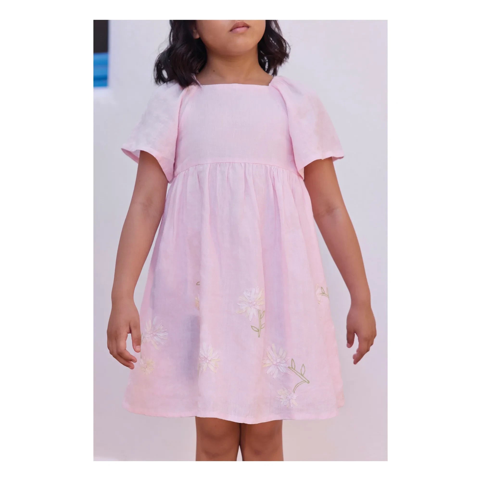 Tartine et Chocolat - Flower Puff Sleeve Dress | Powder pink