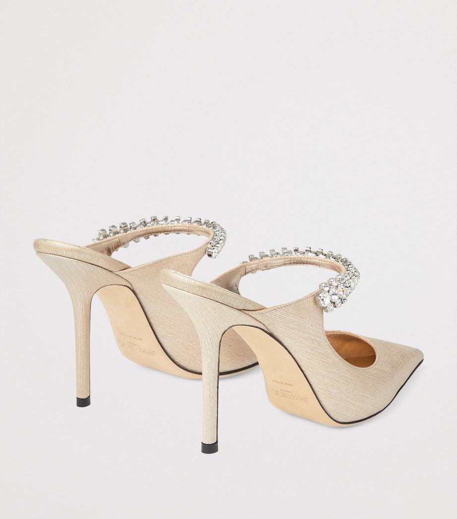 Jimmy Choo Gold Bing 100 Calfskin Heeled Mules