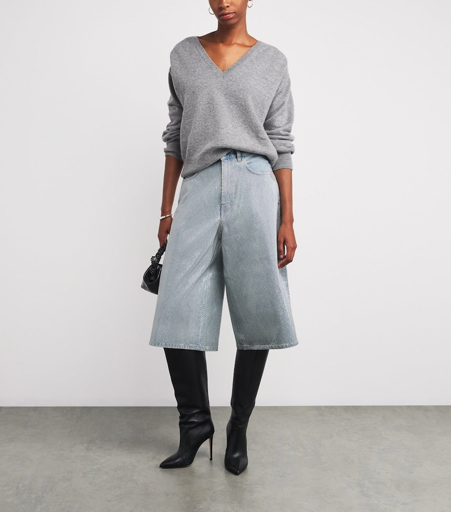 Haikure Blue Denim Stapled Belle Shorts