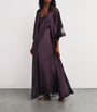 Carine Gilson Purple Silk Lace-Detail Long Robe