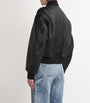 Alexander Wang Black Lambskin Cropped Bomber Jacket