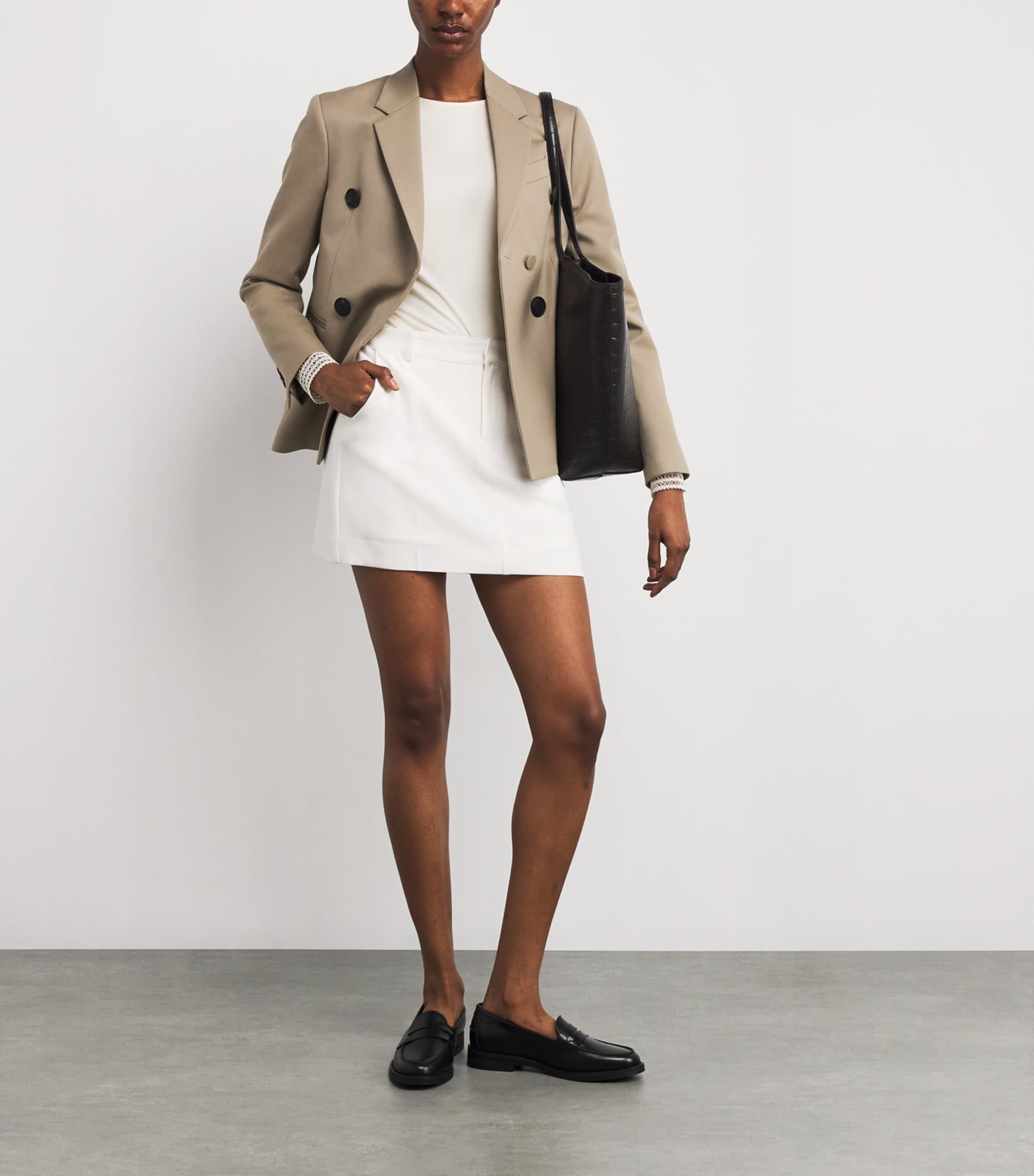 ME+EM Ivory Jersey Ballon-Sleeve Blouse