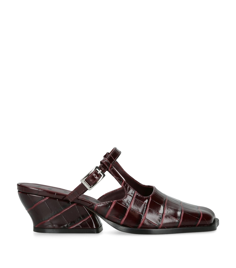 LOEWE Burgundy Leather Onda Mary Jane Mules 45