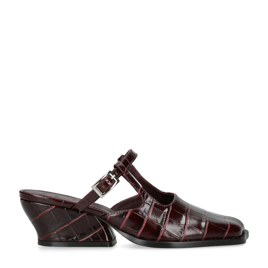 LOEWE Burgundy Leather Onda Mary Jane Mules 45