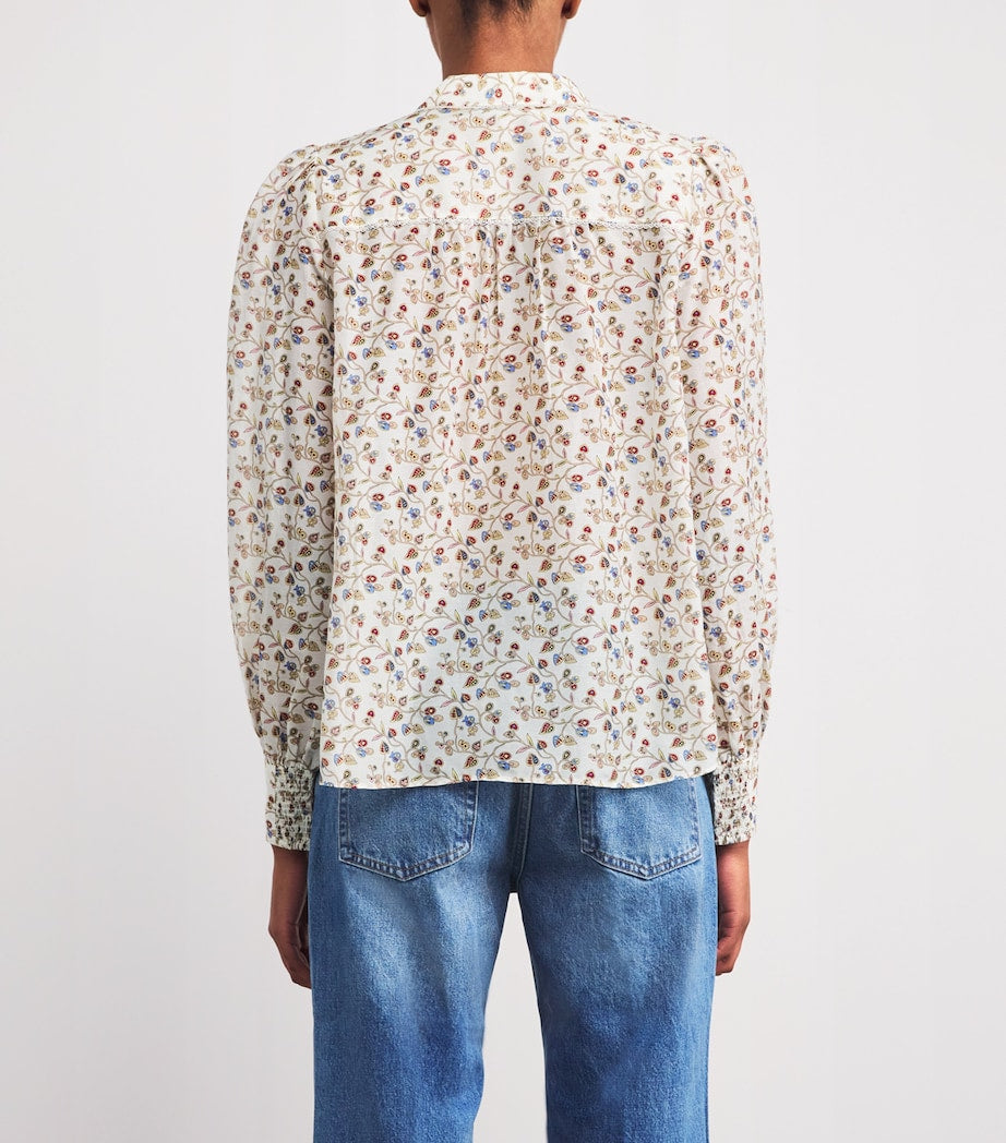 ME+EM Multi Cotton-Silk Cottage Garden Blouse