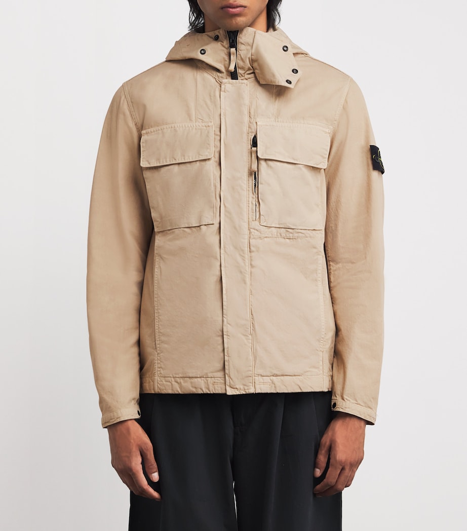 Stone Island Beige Organic Cotton Canvas Hooded Parka