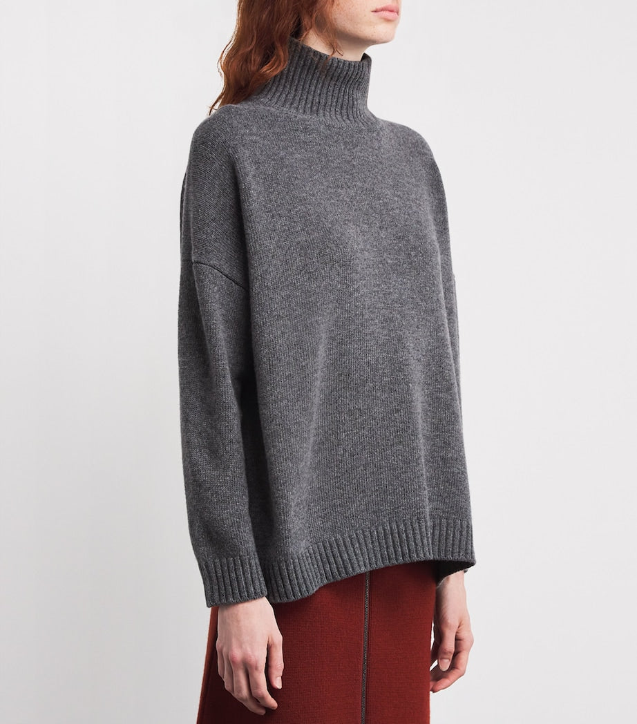 Weekend Max Mara Virgin Wool High-Neck Sweater DARK GREY