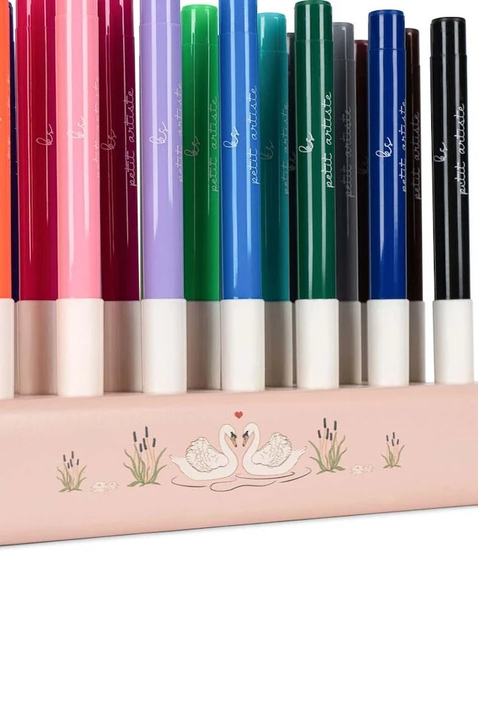 Konges Sløjd MARKERS IN WOODEN BLOCK 24 PCS FSC 24 adet keçeli kalem seti