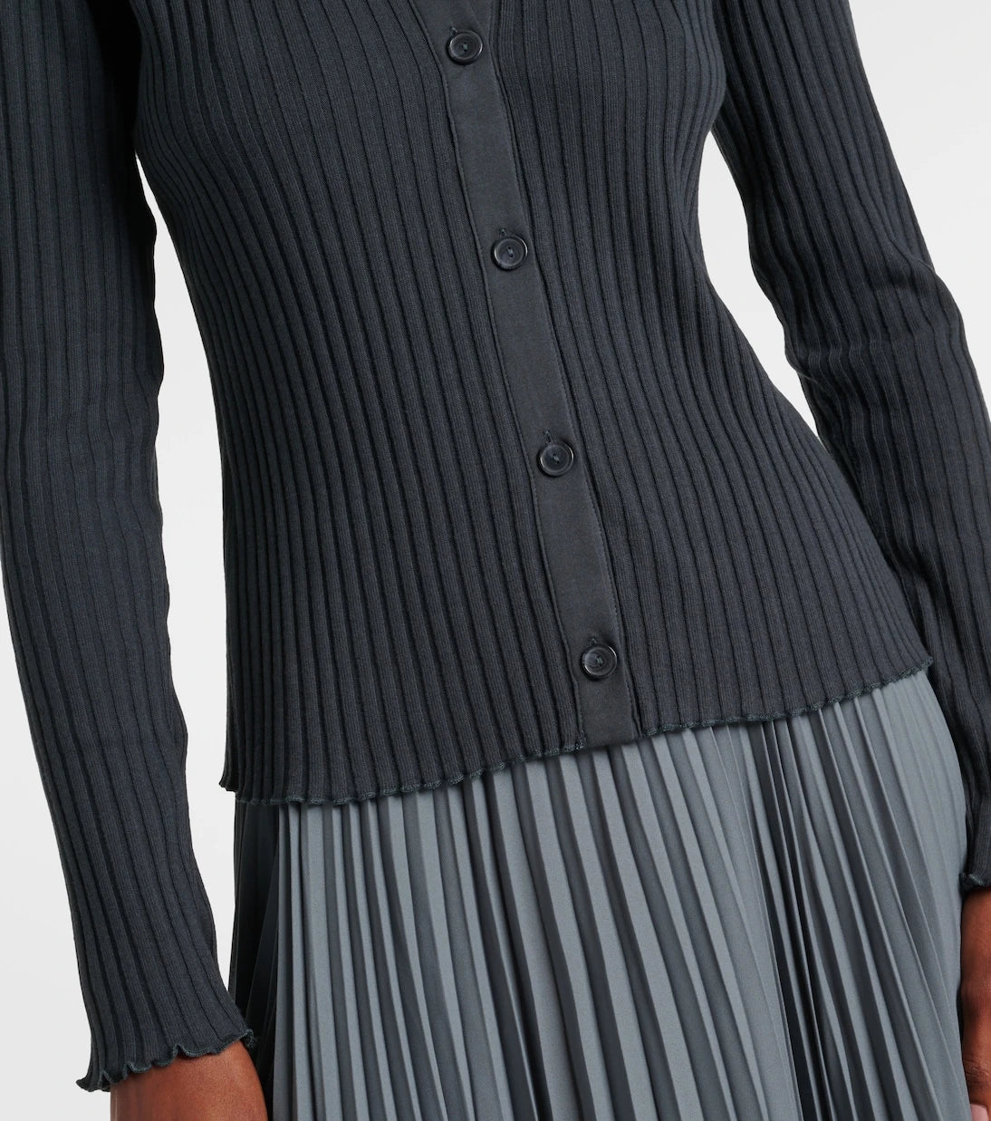 Vince - Ribbed-knit cotton-blend polo pullover