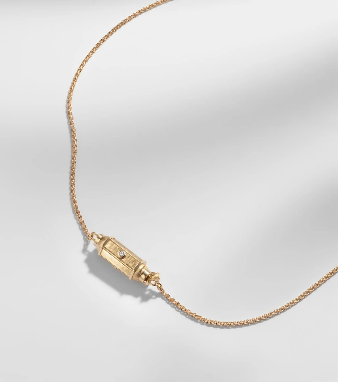 Marie Lichtenberg - Coco Micro 18kt gold locket necklace with diamonds