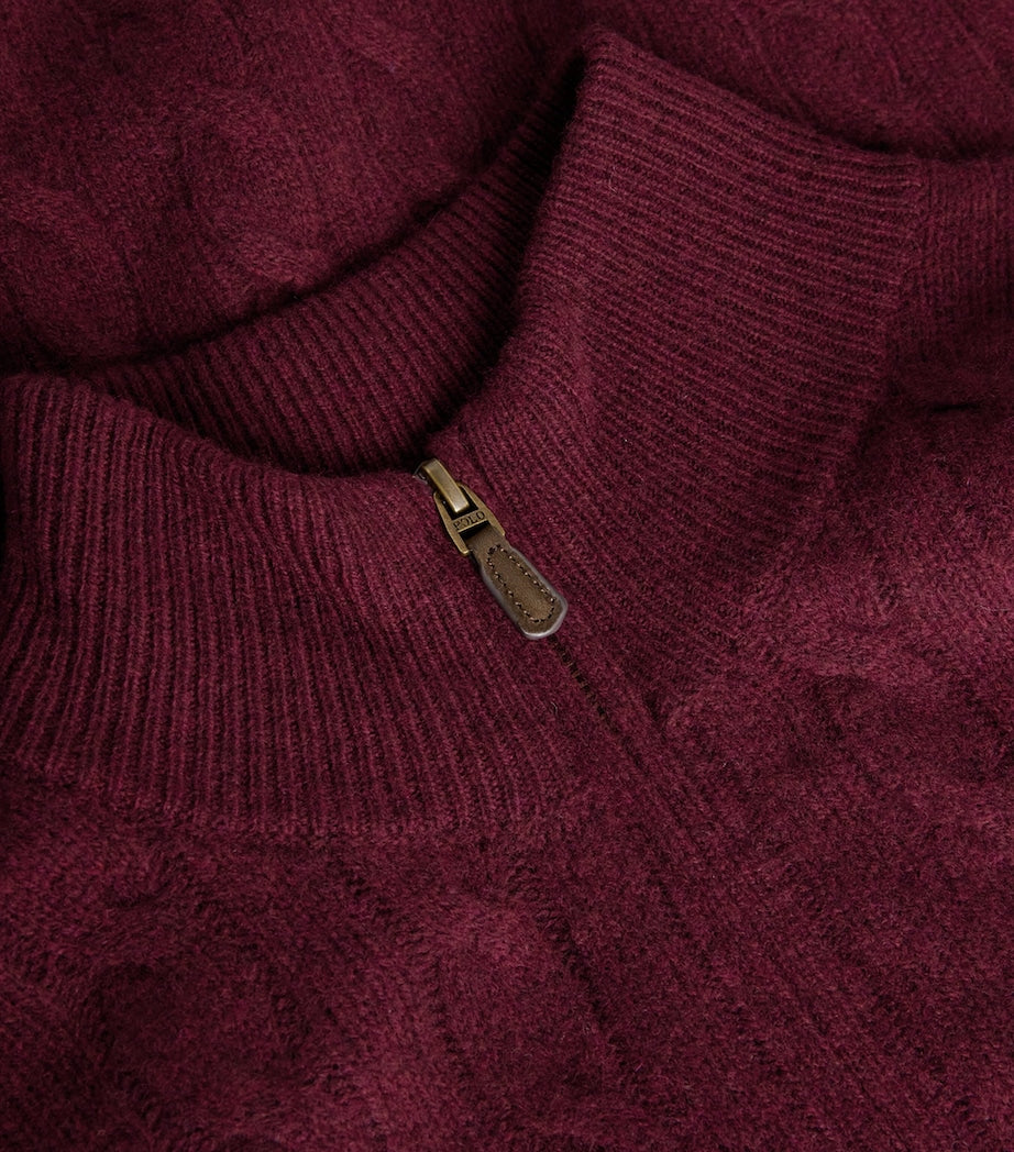 Polo Ralph Lauren Burgundy Wool-Cashmere Quarter-Zip Sweater
