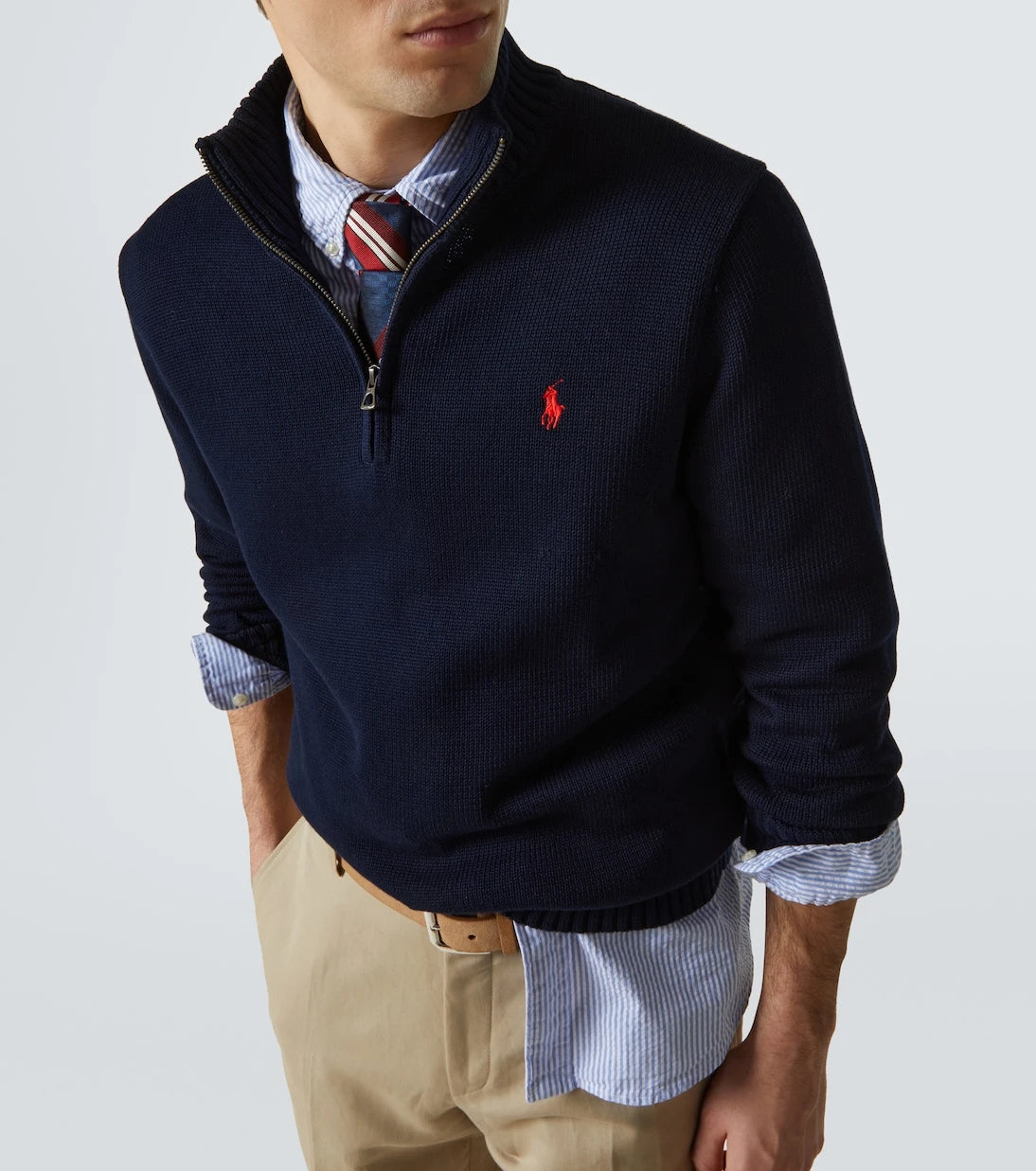 Polo Ralph Lauren - Logo cotton half-zip sweater