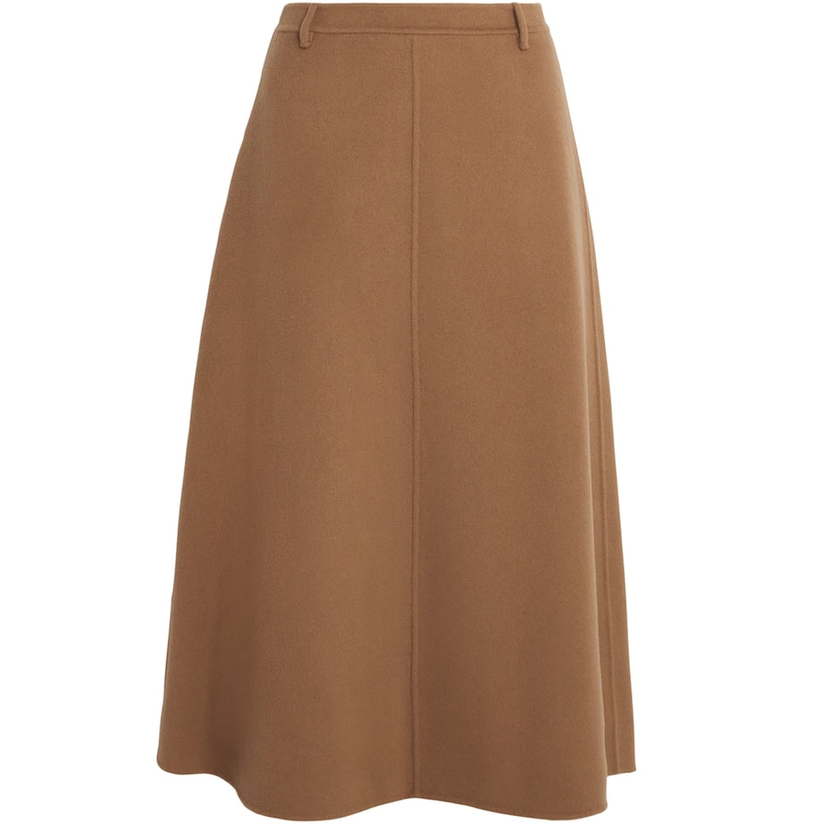 Max Mara Beige Virgin Wool Midi Skirt