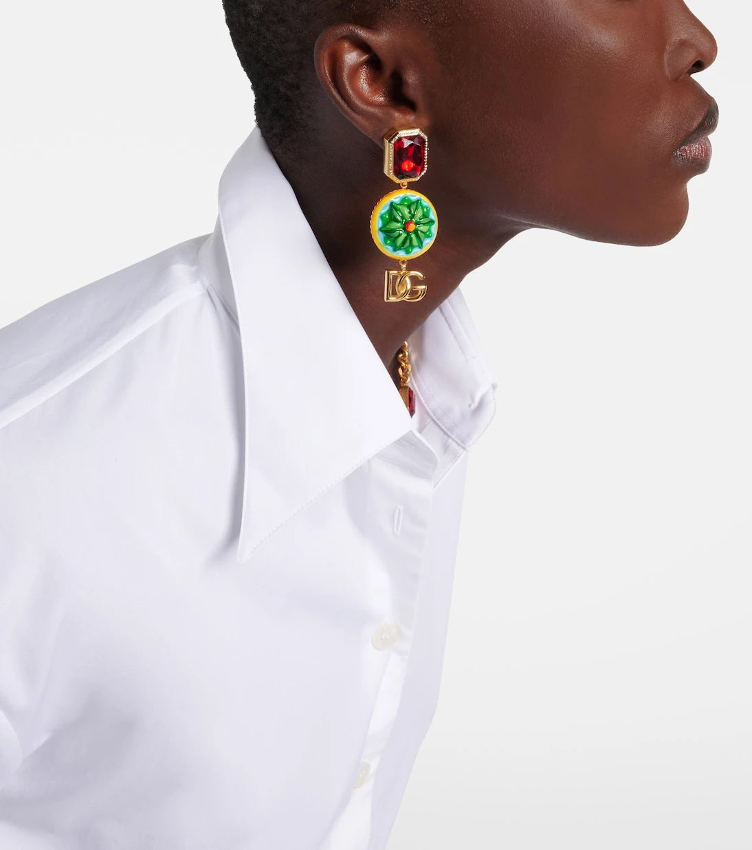 Dolce&Gabbana - DG embellished clip-on earrings