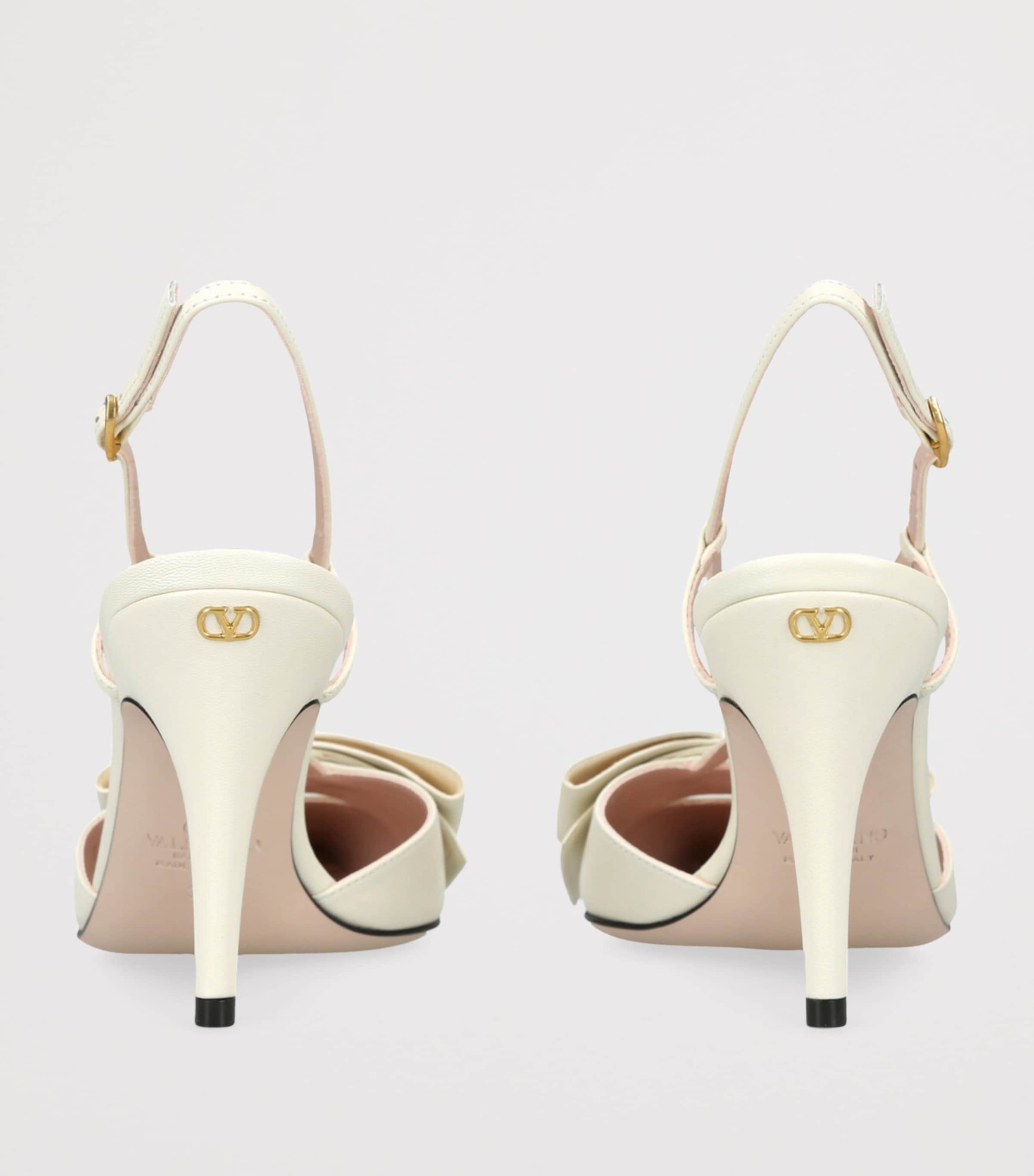 Valentino Garavani Beige Leather Bow-Detail Bowow Pumps 85