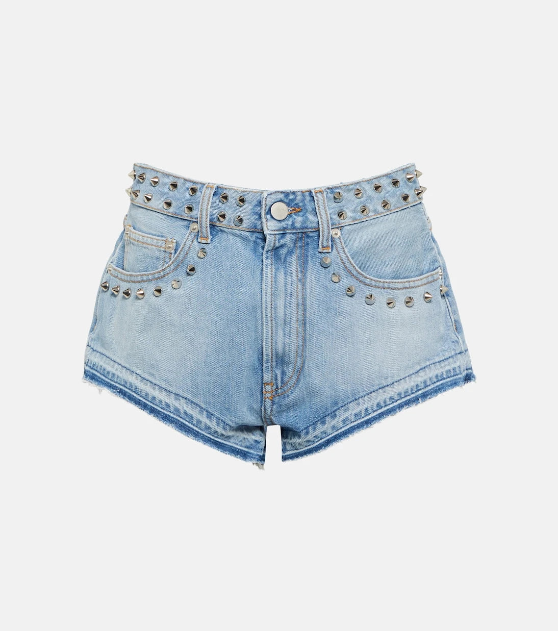Alessandra Rich - Embellished mid-rise denim shorts