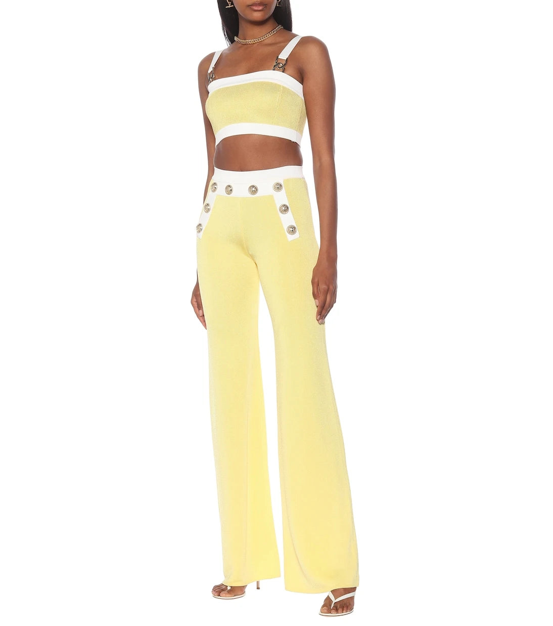 Balmain - High-rise knit flared pants