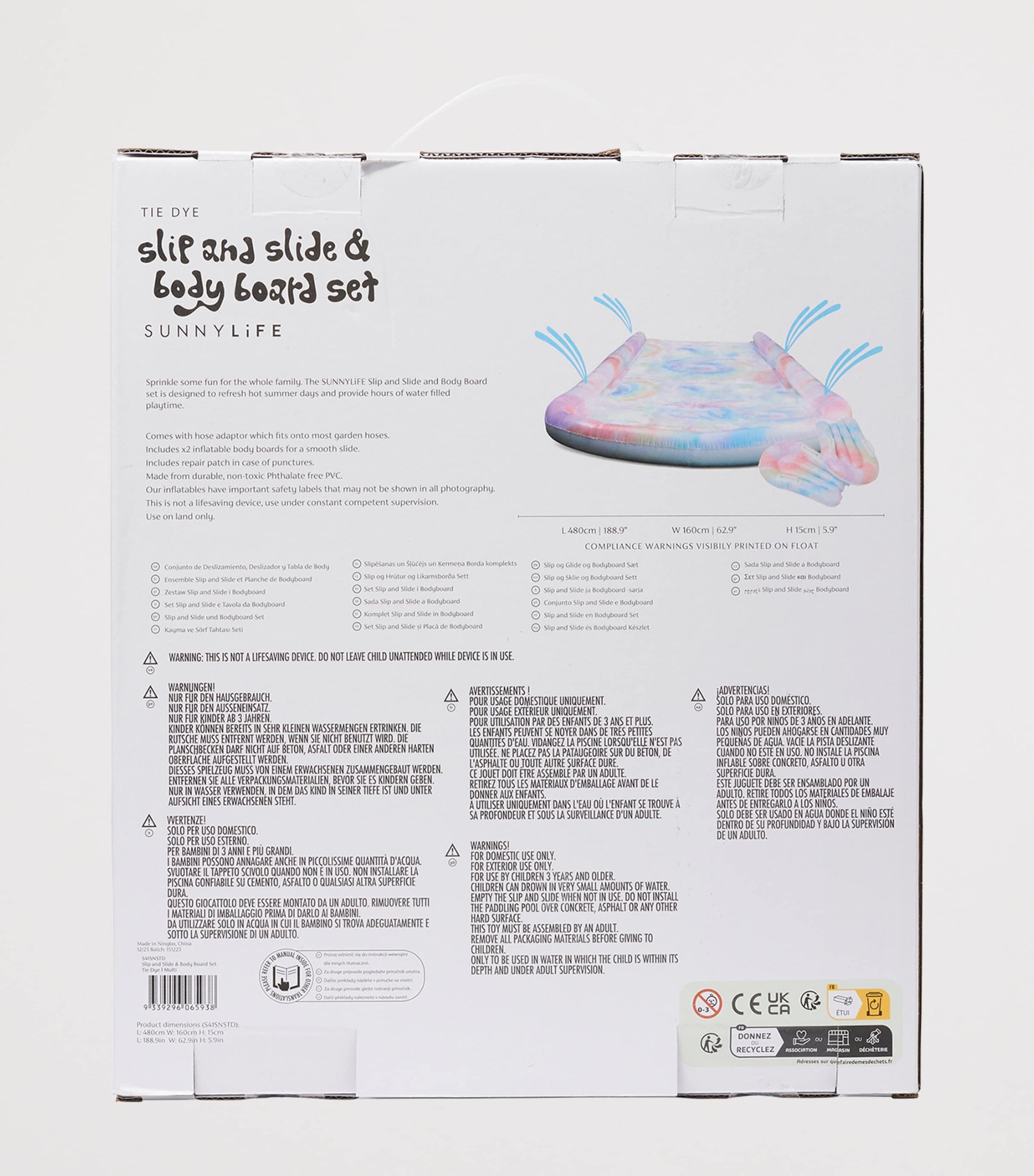 Sunnylife Kids Tie Dye Slip, Slide and Body Board Set