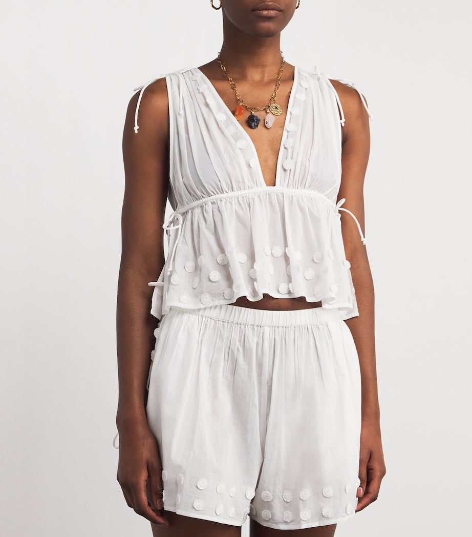 Ulla Johnson White Plunge-Neck Anya Top