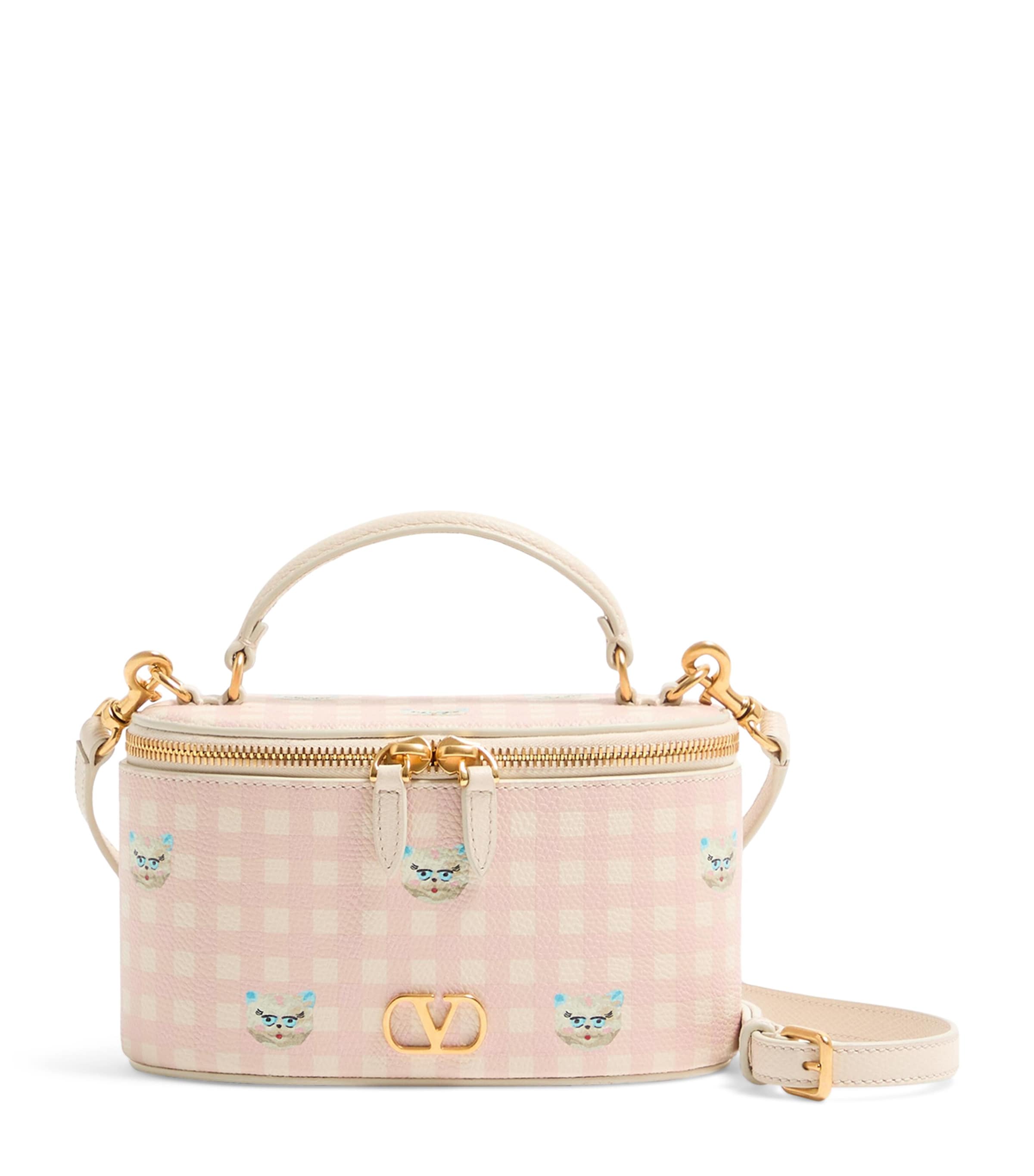 Valentino Garavani Pink Mini Leather Vanity Case Top-Handle Bag
