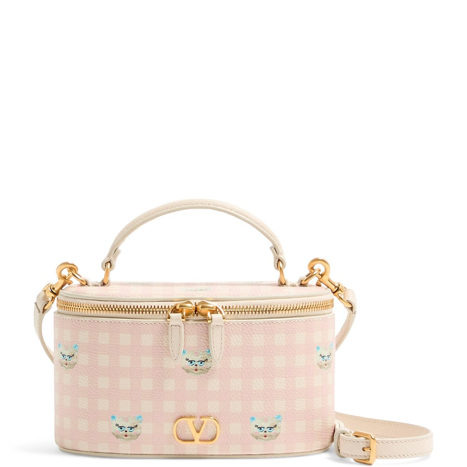 Valentino Garavani Pink Mini Leather Vanity Case Top-Handle Bag