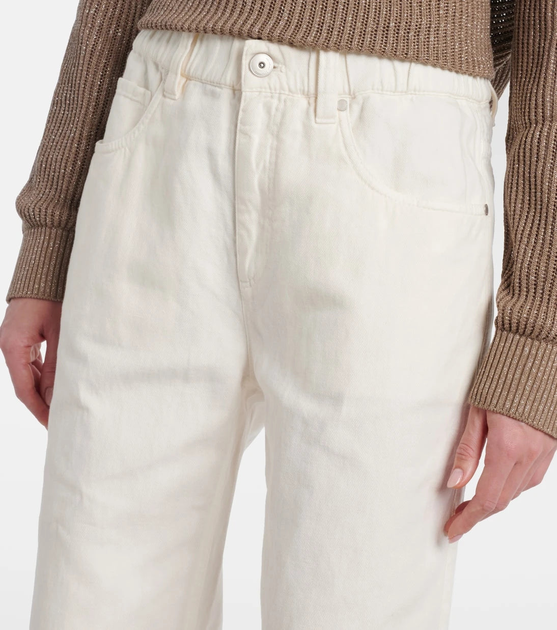 Brunello Cucinelli - Cotton and linen wide-leg pants