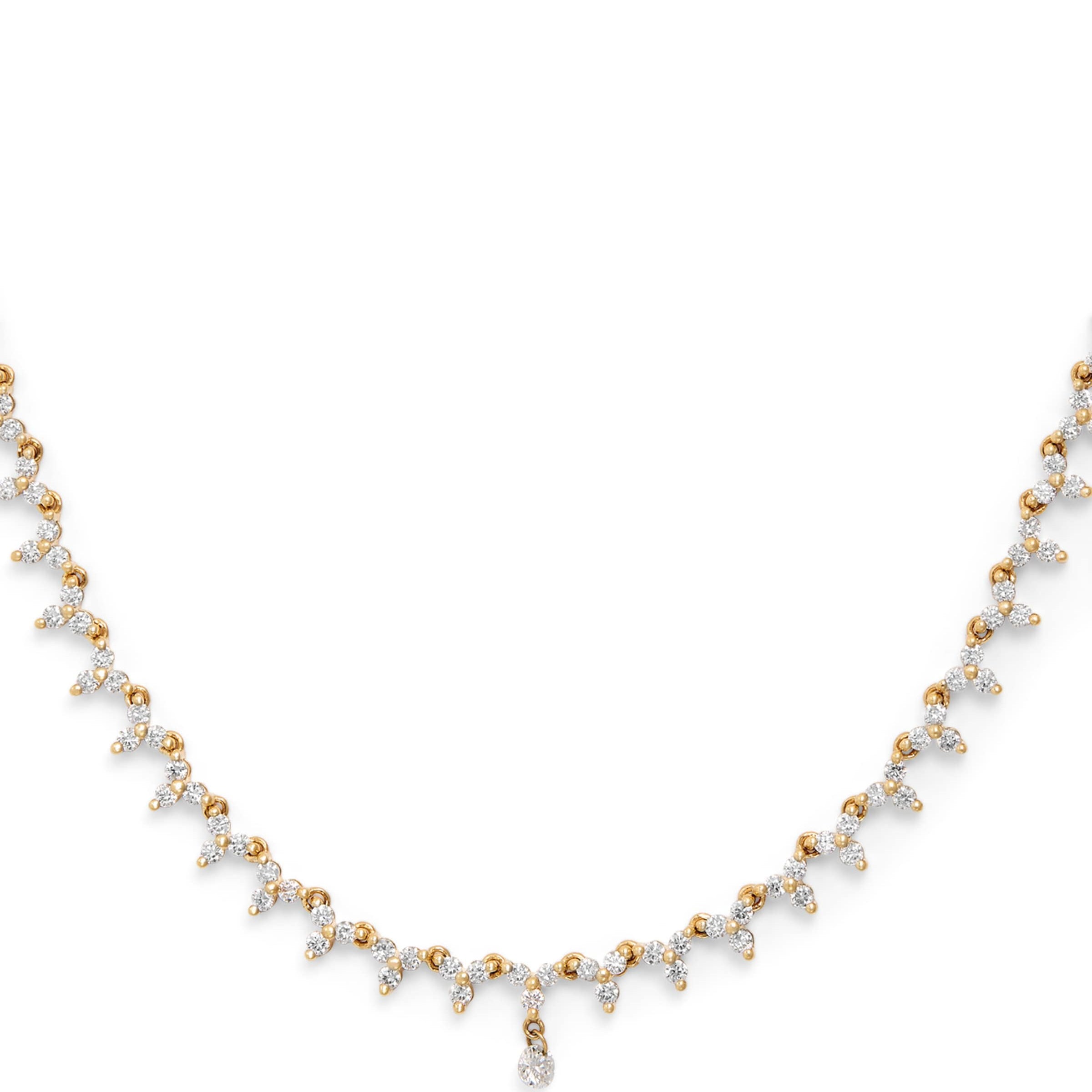 Persée Yellow Gold and Diamond Triangle Tennis Necklace