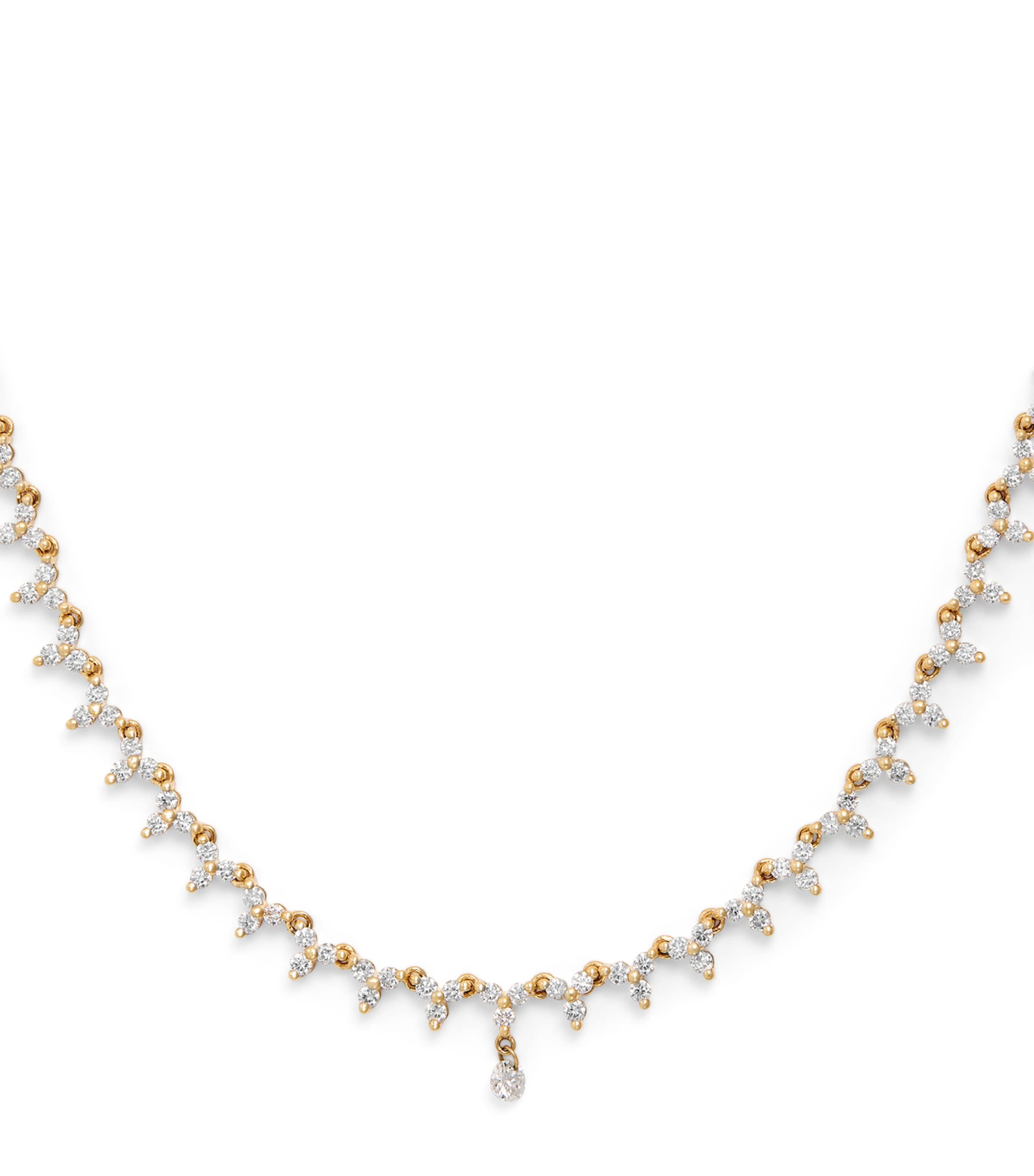 Persée Yellow Gold and Diamond Triangle Tennis Necklace