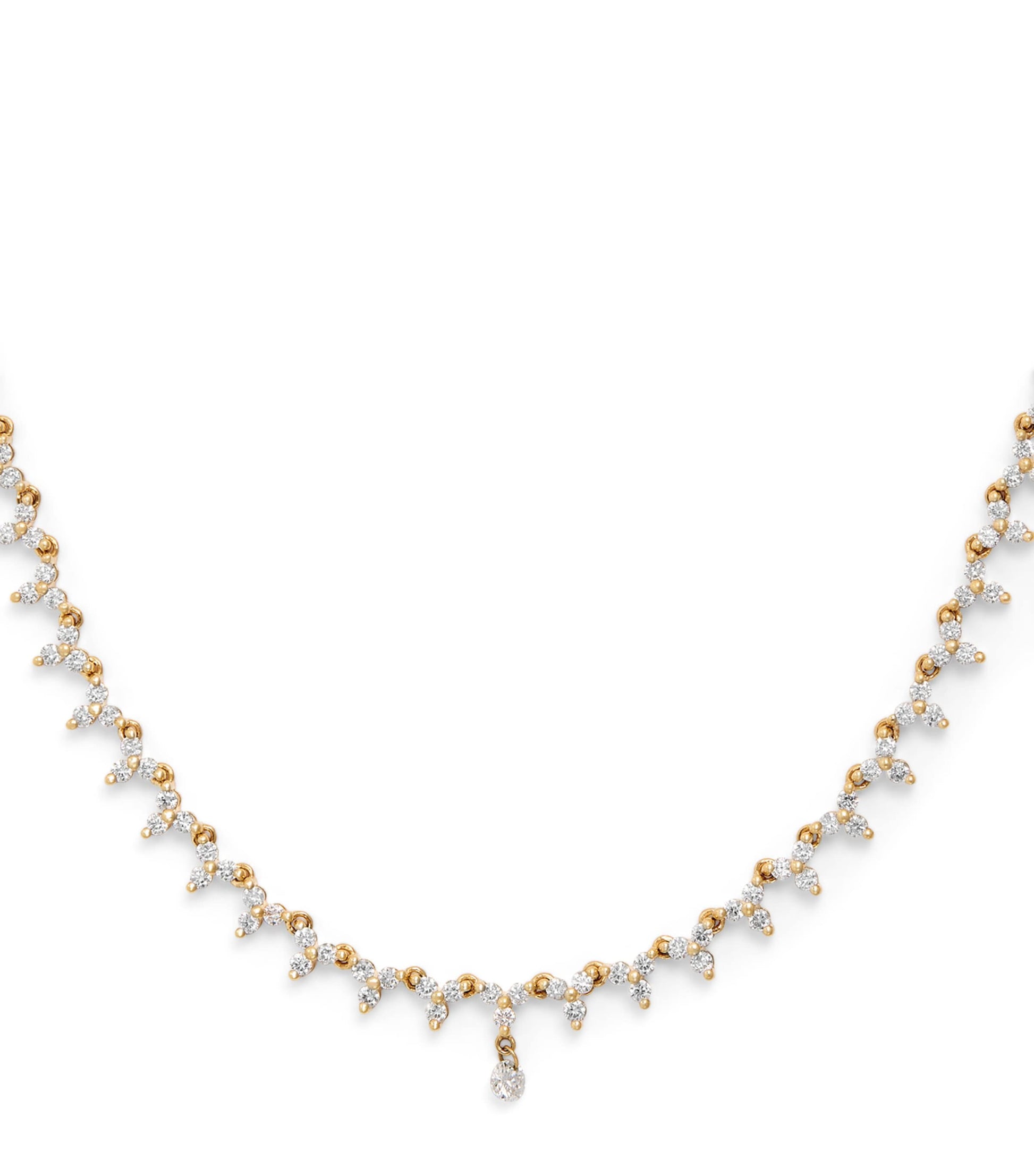 Persée Yellow Gold and Diamond Triangle Tennis Necklace