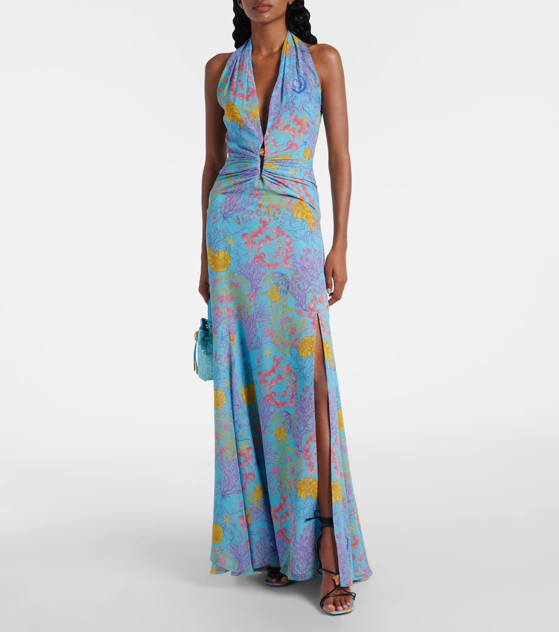 Versace - Printed halterneck gown