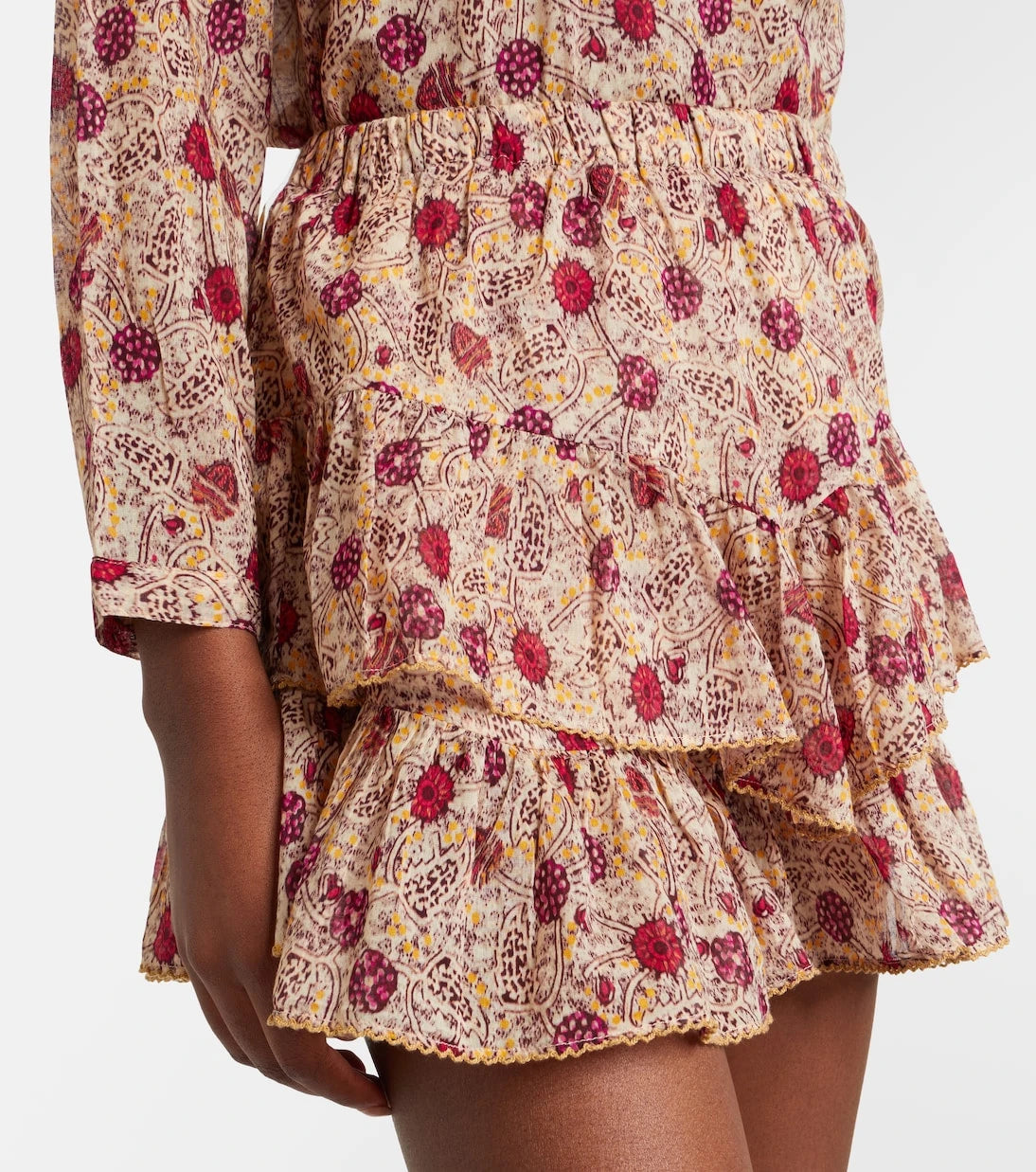 Marant Etoile - Jocadia floral ruffled cotton shorts